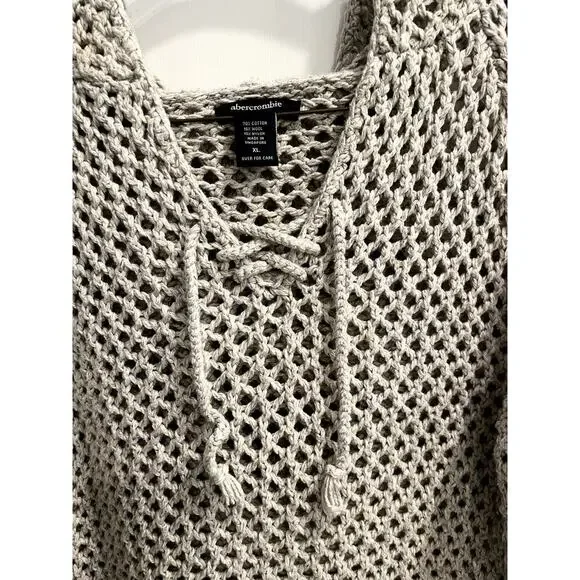 Abercrombie Open Knit Sweater Hood Size XL (see measurements - runs small) - Picture 2 of 5